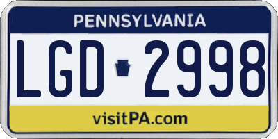 PA license plate LGD2998