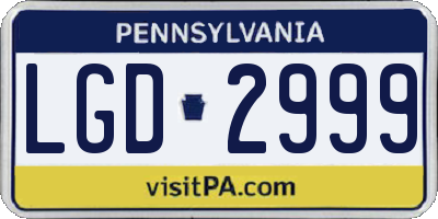 PA license plate LGD2999