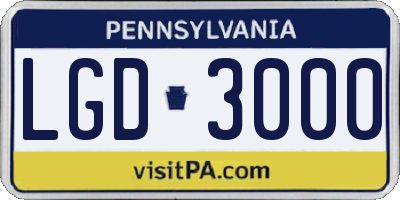 PA license plate LGD3000