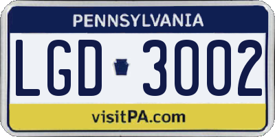 PA license plate LGD3002
