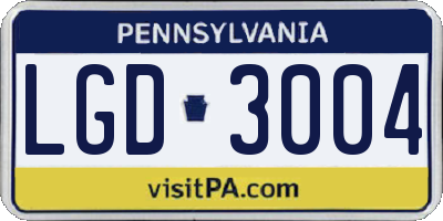 PA license plate LGD3004