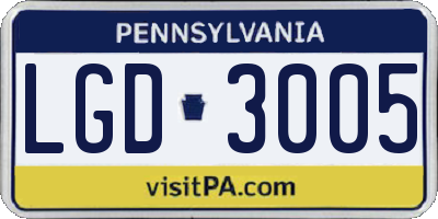 PA license plate LGD3005