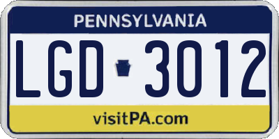 PA license plate LGD3012