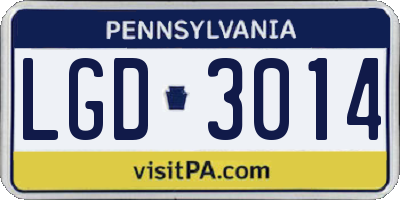 PA license plate LGD3014