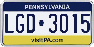 PA license plate LGD3015
