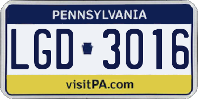 PA license plate LGD3016