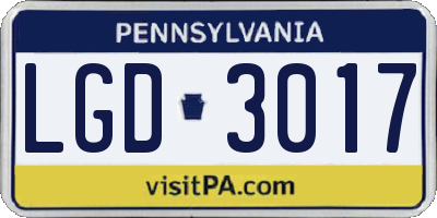 PA license plate LGD3017