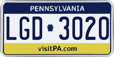 PA license plate LGD3020