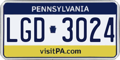 PA license plate LGD3024