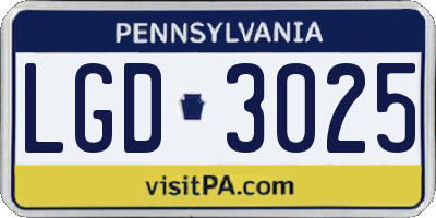 PA license plate LGD3025