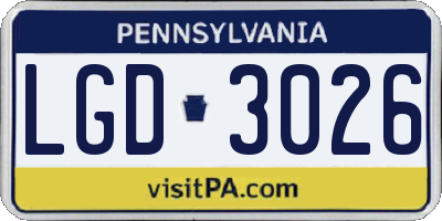 PA license plate LGD3026