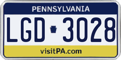 PA license plate LGD3028