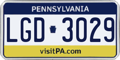 PA license plate LGD3029