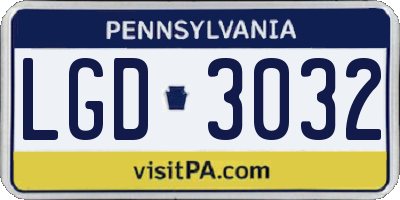 PA license plate LGD3032