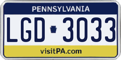 PA license plate LGD3033