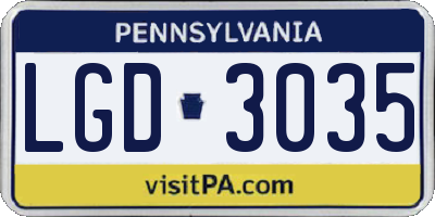 PA license plate LGD3035