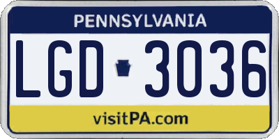 PA license plate LGD3036