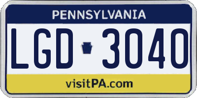 PA license plate LGD3040