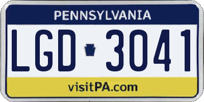 PA license plate LGD3041