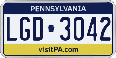 PA license plate LGD3042