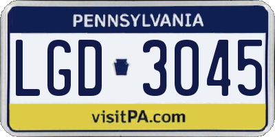 PA license plate LGD3045