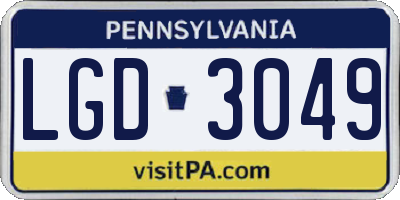 PA license plate LGD3049