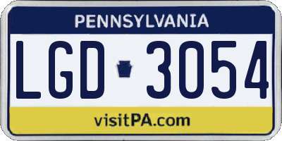 PA license plate LGD3054