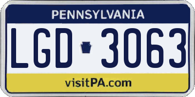 PA license plate LGD3063