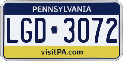 PA license plate LGD3072