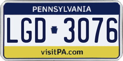 PA license plate LGD3076