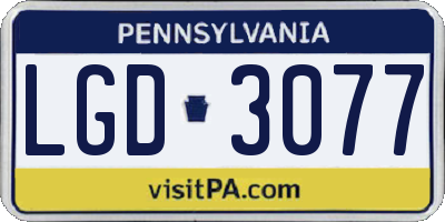 PA license plate LGD3077