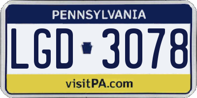 PA license plate LGD3078