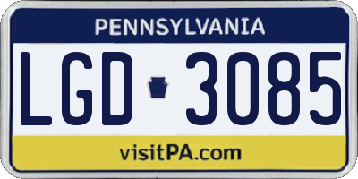 PA license plate LGD3085