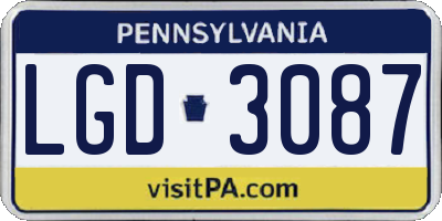 PA license plate LGD3087