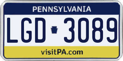 PA license plate LGD3089