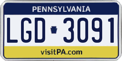 PA license plate LGD3091