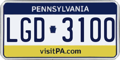PA license plate LGD3100