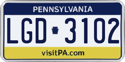 PA license plate LGD3102