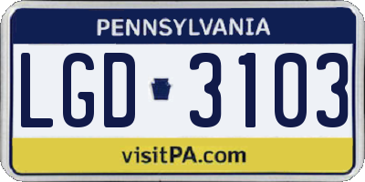 PA license plate LGD3103