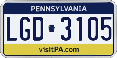 PA license plate LGD3105