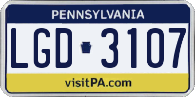 PA license plate LGD3107