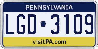 PA license plate LGD3109