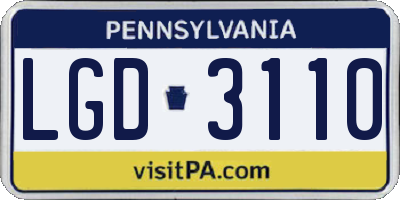 PA license plate LGD3110