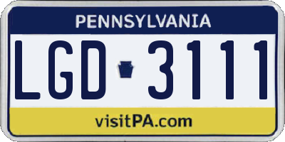 PA license plate LGD3111