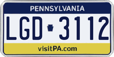 PA license plate LGD3112