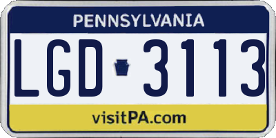 PA license plate LGD3113