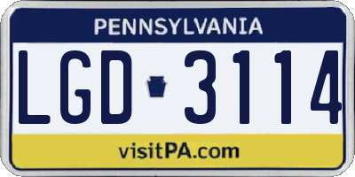 PA license plate LGD3114