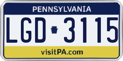 PA license plate LGD3115