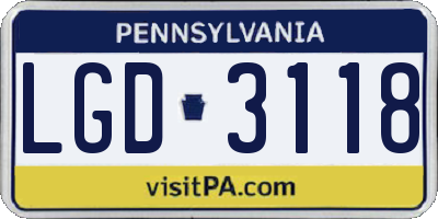 PA license plate LGD3118