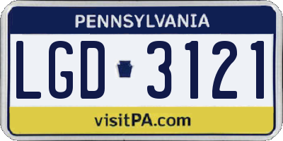 PA license plate LGD3121
